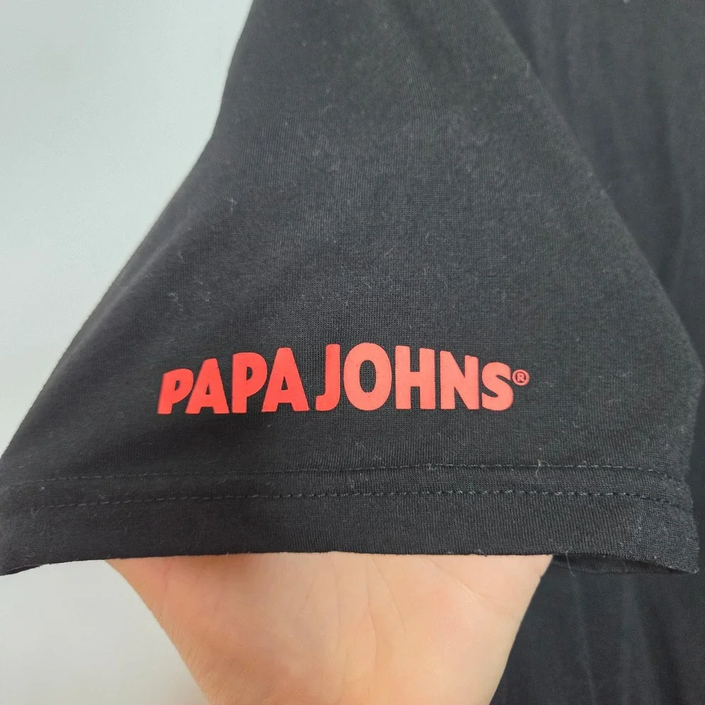 Papa Johns Mens XL Black Hungry For Better Graphic Logo T-Shirt Short Sleeve